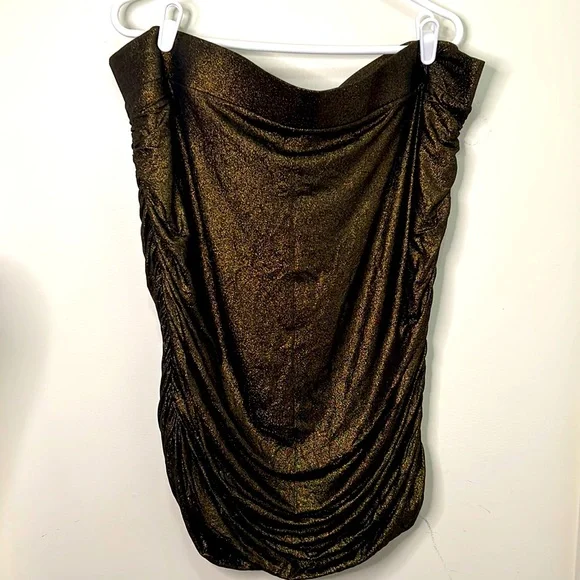 Torrid Gold Shine Shirred Bandage Mini Skirt Size 4 - Picture 5 of 12